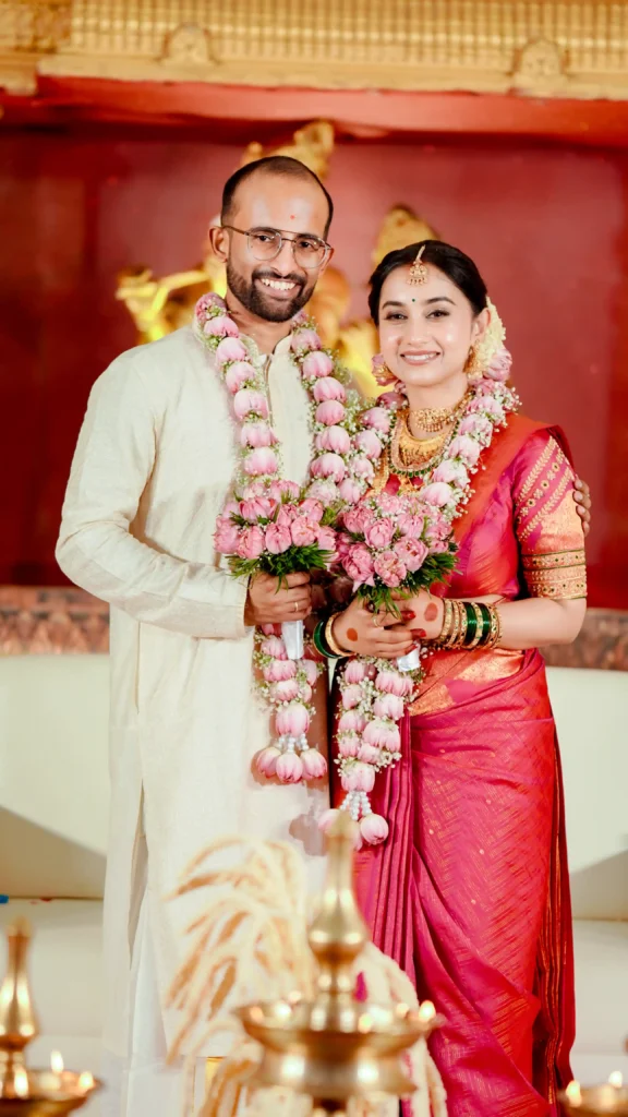 Wedding stage moment bride and groom