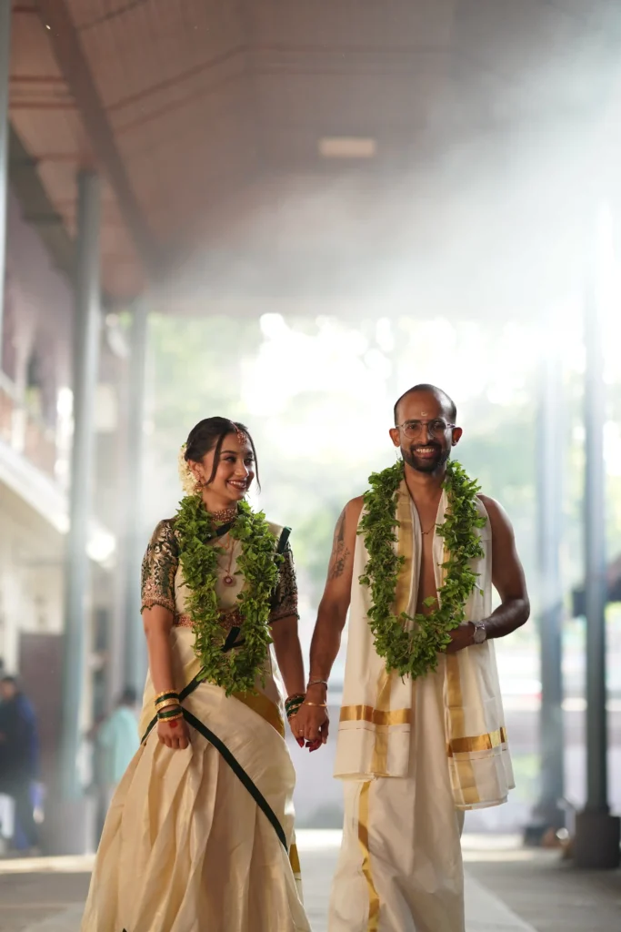 Couple portrait temple wedding ceremony
