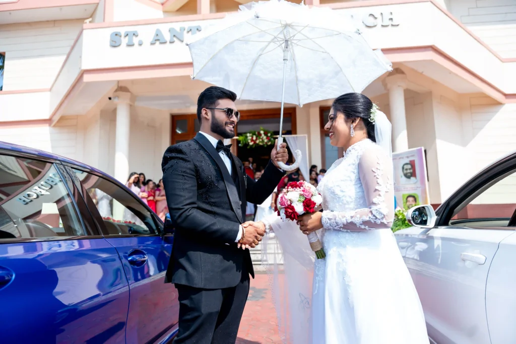 Bride and groom smiling intimate wedding moment