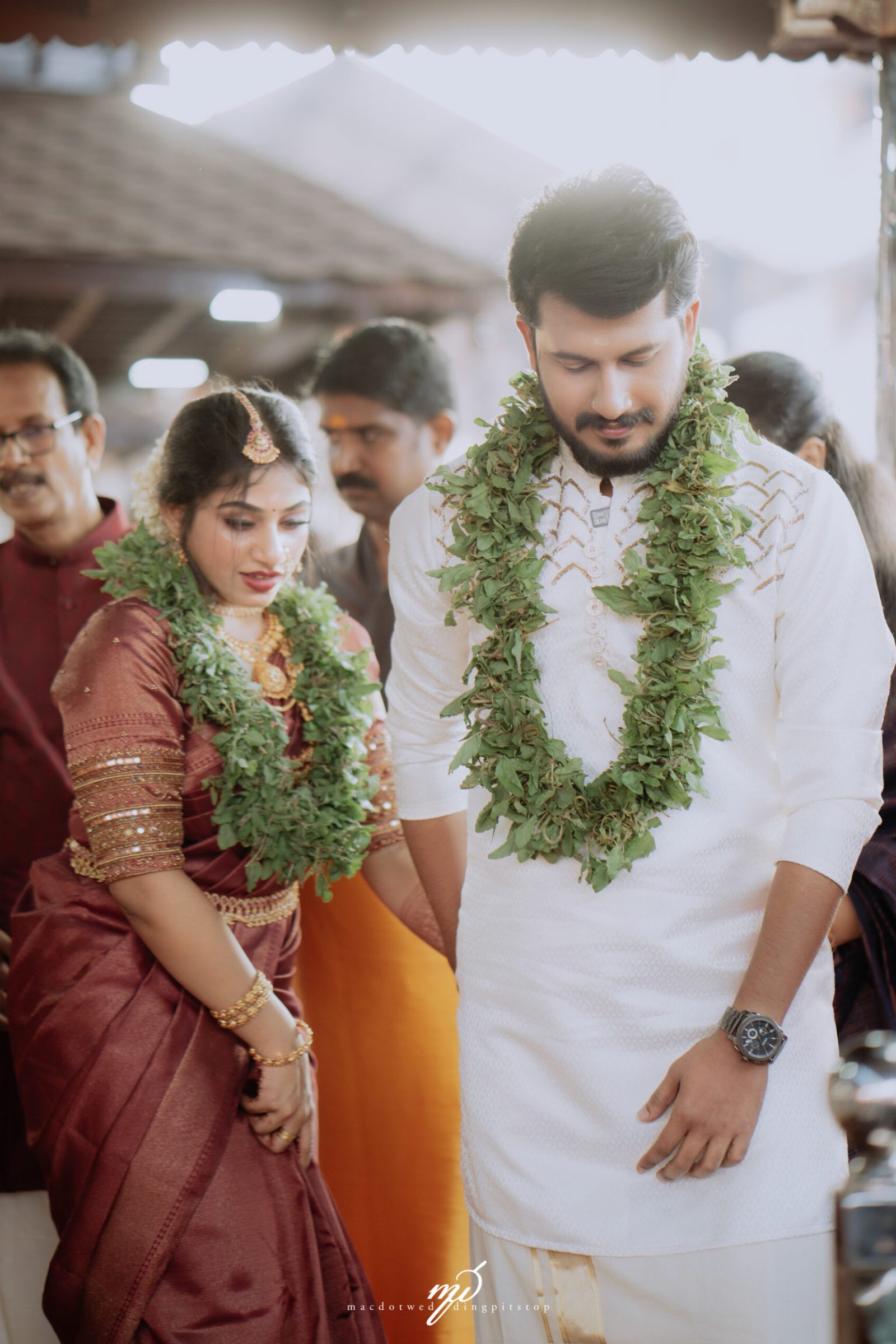 Sacred temple wedding moment bride and groom